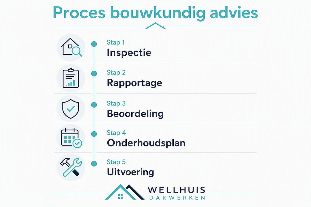 Stapsgewijze infographic: bouwkundig advies voor VvE's