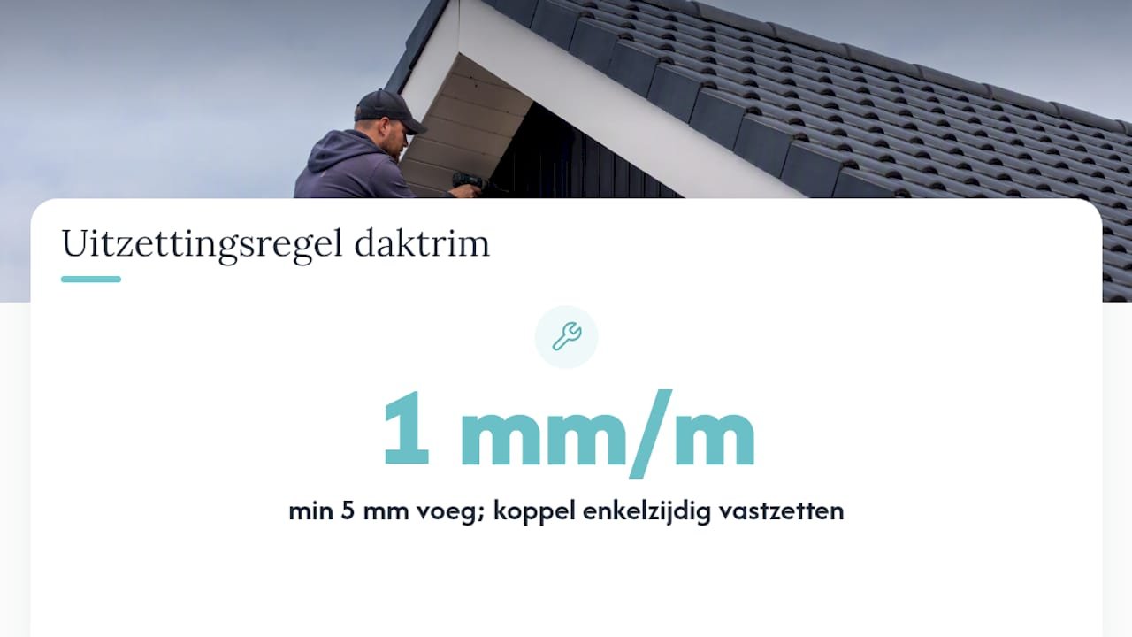Dilatatievoeg en uitzetting van het dakrandprofiel