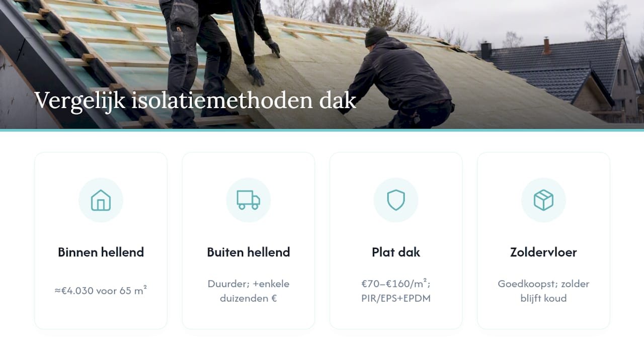 Vergelijking van methodes en kosten voor dakisolatie