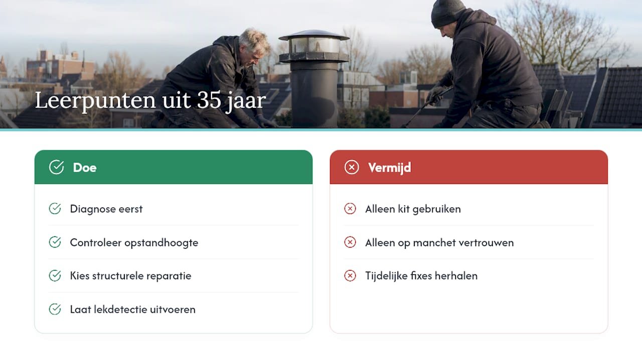 Wat leert 35 jaar dakervaring over lekkage bij doorvoeren? — overview diagram
