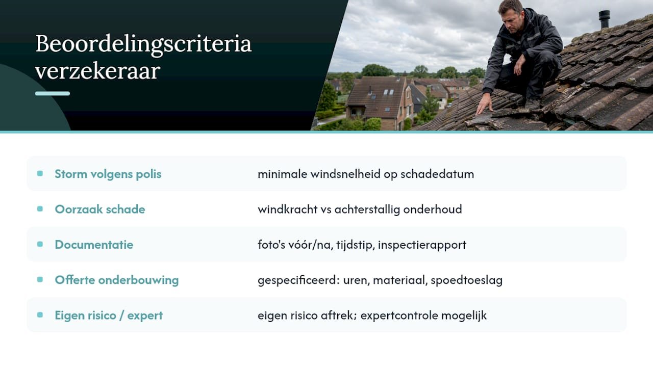 Vijf criteria om een stormschadeclaim te beoordelen