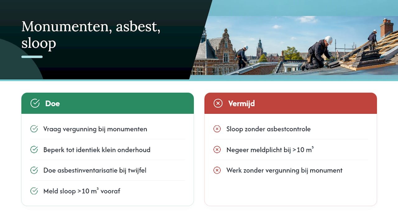 Monumenten, asbest en sloop: wanneer ligt het anders? — overview diagram