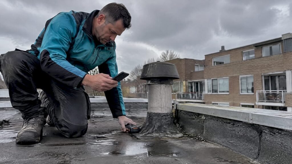 Dakdekker brengt lekkagespoor op VvE-dak in kaart